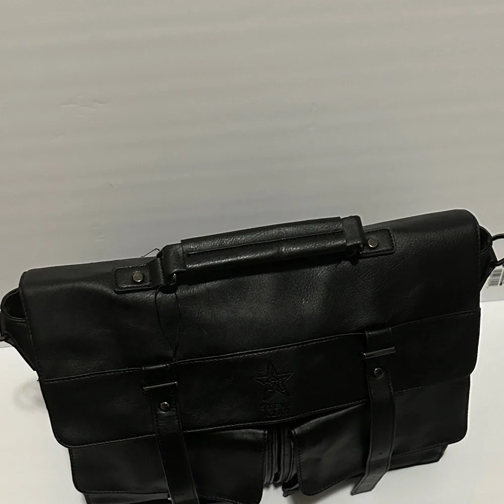 Steve Azar Black musician/laptop briefcase bag Leather NWT